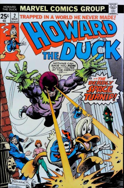 Couverture de HOWARD THE DUCK (1976) #2 - par Frank Brunner - lecubeacomics.com