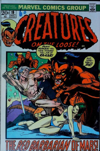 Couverture de CREATURES ON THE LOOSE (1970) #19 - par Roy Thomas - lecubeacomics.com