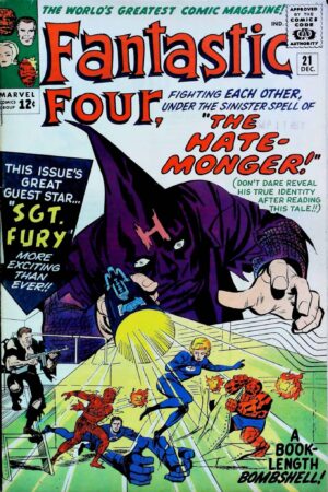 Couverture de FANTASTIC FOUR (1961) #21 - 1ST HATE MONGER - par George Roussos - lecubeacomics.com