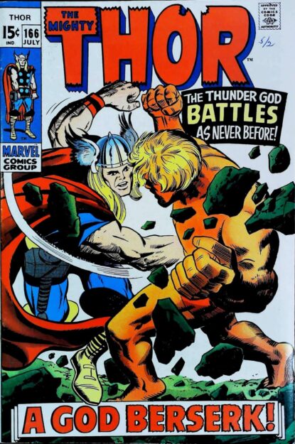 Couverture de THOR (1962) #166 - par Jack Kirby - lecubeacomics.com