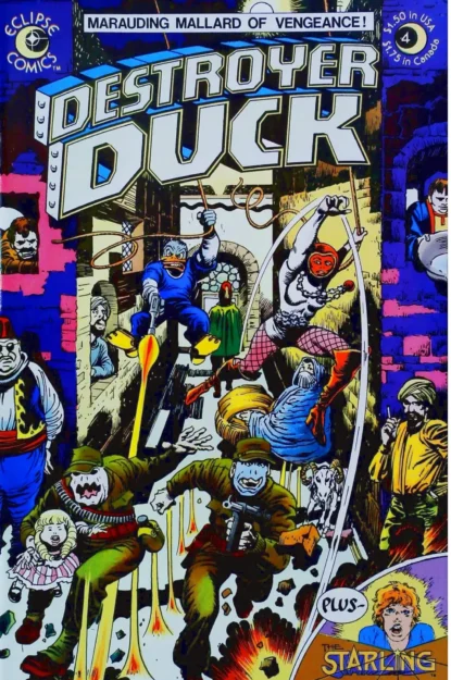 DESTROYER DUCK (1982) #4 - Eclipse - lecubeacomics.com Couverture de DESTROYER DUCK (1982) #4 - par Jack Kirby - lecubeacomics.com