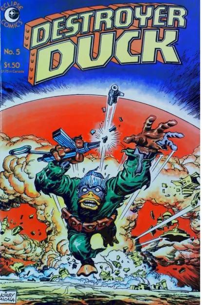 DESTROYER DUCK (1982) #5 - Eclipse - lecubeacomics.com Couverture de DESTROYER DUCK (1982) #5 - par Alfredo Alcala - lecubeacomics.com