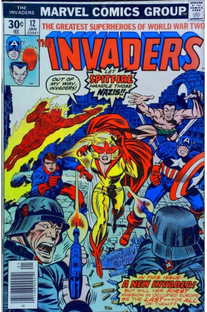 INVADERS (1975) #12 - 1ST SPITFIRE / CHIP-OUT BACK COVER - Marvel - lecubeacomics.com Couverture de INVADERS (1975) #12 - 1ST SPITFIRE / CHIP-OUT BACK COVER - par Gaspar Saladino - lecubeacomics.com