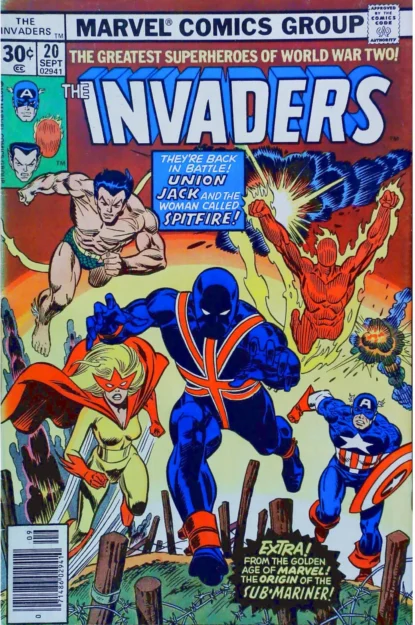 INVADERS (1975) #20 - Marvel - lecubeacomics.com Couverture de INVADERS (1975) #20 - par Frank Giacoia - lecubeacomics.com