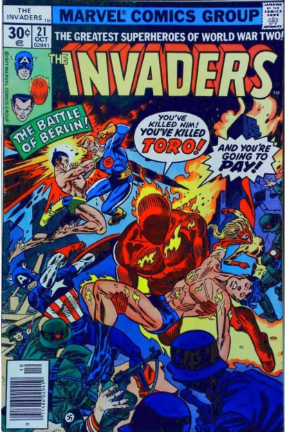 INVADERS (1975) #21 - Marvel - lecubeacomics.com Couverture de INVADERS (1975) #21 - par Frank Giacoia - lecubeacomics.com