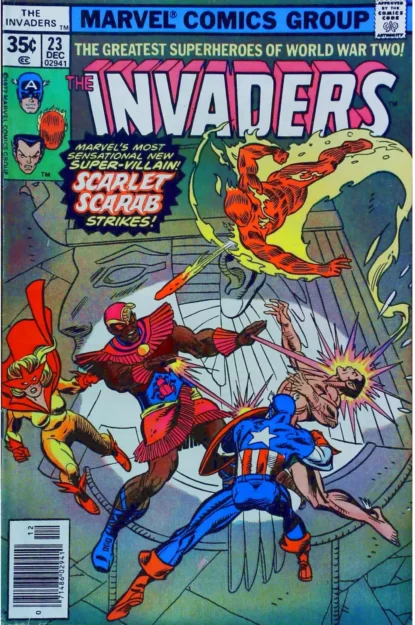 INVADERS (1975) #23 - Marvel - lecubeacomics.com Couverture de INVADERS (1975) #23 - par Gil Kane - lecubeacomics.com