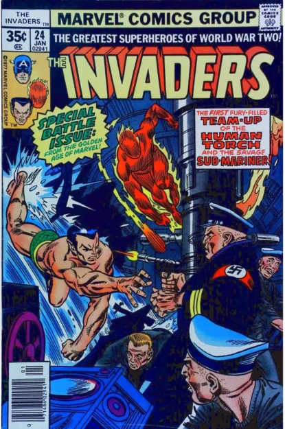 INVADERS (1975) #24 - Marvel - lecubeacomics.com Couverture de INVADERS (1975) #24 - par Frank Giacoia - lecubeacomics.com