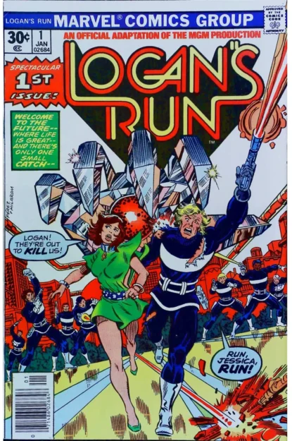LOGAN'S RUN (1977) #1 - Marvel - lecubeacomics.com Couverture de LOGAN'S RUN (1977) #1 - par George Perez - lecubeacomics.com