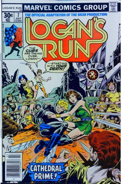 LOGAN'S RUN (1977) #7 - Marvel - lecubeacomics.com Couverture de LOGAN'S RUN (1977) #7 - par Tom Sutton - lecubeacomics.com