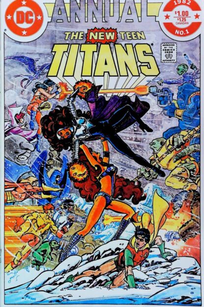 Couverture de NEW TEEN TITANS ANNUAL (1982) #1 - par George Perez - lecubeacomics.com