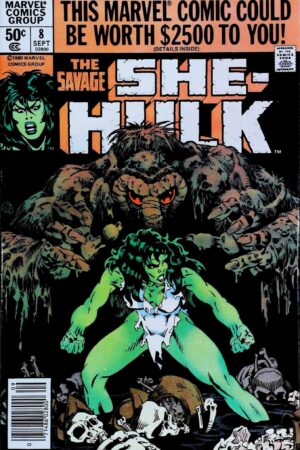 Couverture de THE SAVAGE SHE-HULK (1980) #8 - par Michael Golden - lecubeacomics.com