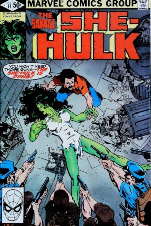 Couverture de THE SAVAGE SHE-HULK (1980) #11 - par Michael Golden - lecubeacomics.com
