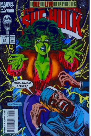 Couverture de THE SENSATIONAL SHE-HULK (1989) #54 - par Tom Morgan - lecubeacomics.com