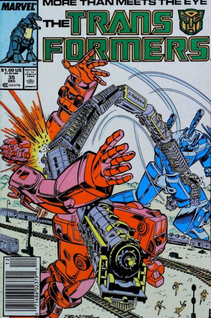 TRANSFORMERS (1984) #35 - Marvel - lecubeacomics.com Couverture de TRANSFORMERS (1984) #35 - par Brian Garvey - lecubeacomics.com