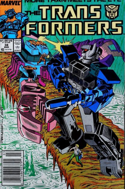 TRANSFORMERS (1984) #38 - Marvel - lecubeacomics.com Couverture de TRANSFORMERS (1984) #38 - par Dave Hunt - lecubeacomics.com