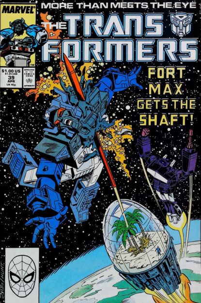TRANSFORMERS (1984) #39 - Marvel - lecubeacomics.com Couverture de TRANSFORMERS (1984) #39 - par Dave Hunt - lecubeacomics.com