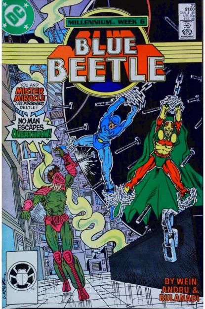 BLUE BEETLE (1986) #21 - DC Comics - lecubeacomics.com Couverture de BLUE BEETLE (1986) #21 - par Chris Wozniak - lecubeacomics.com