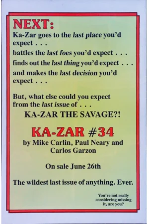 Couverture de KA-ZAR THE SAVAGE (1981) #33 - par Paul Neary - lecubeacomics.com