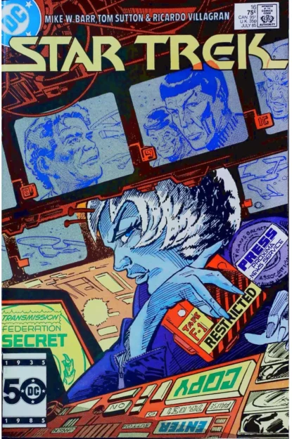 STAR TREK (1984) #16 - DC Comics - lecubeacomics.com Couverture de STAR TREK (1984) #16 - par Klaus Janson - lecubeacomics.com