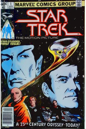 Couverture de STAR TREK (1980) #1 - <3MM PIECE OUT FRONT COVER - par Steve Leialoha - lecubeacomics.com