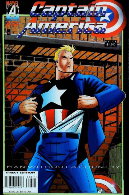 CAPTAIN AMERICA (1968) #450 - Marvel - lecubeacomics.com Couverture de CAPTAIN AMERICA (1968) #450 - par Ron Garney - lecubeacomics.com