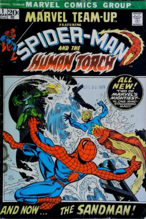 Couverture de MARVEL TEAM-UP (1972) #1 - par Frank Giacoia - lecubeacomics.com