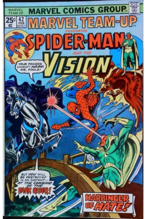 Couverture de MARVEL TEAM-UP (1972) #42 - par Ed Hannigan - lecubeacomics.com