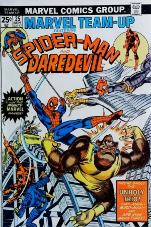 Couverture de MARVEL TEAM-UP (1972) #25 - par Gil Kane - lecubeacomics.com