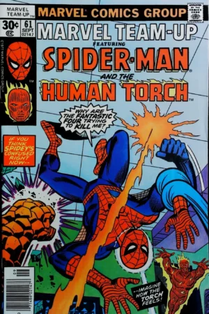 Couverture de MARVEL TEAM-UP (1972) #61 - par Joe Sinnott - lecubeacomics.com